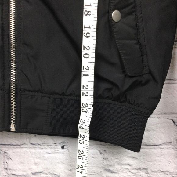 H&M Nasa Logo American Flag Patch Black Quilted Bomber Flight Jacket Kids 12/14 - Picture 13 of 13